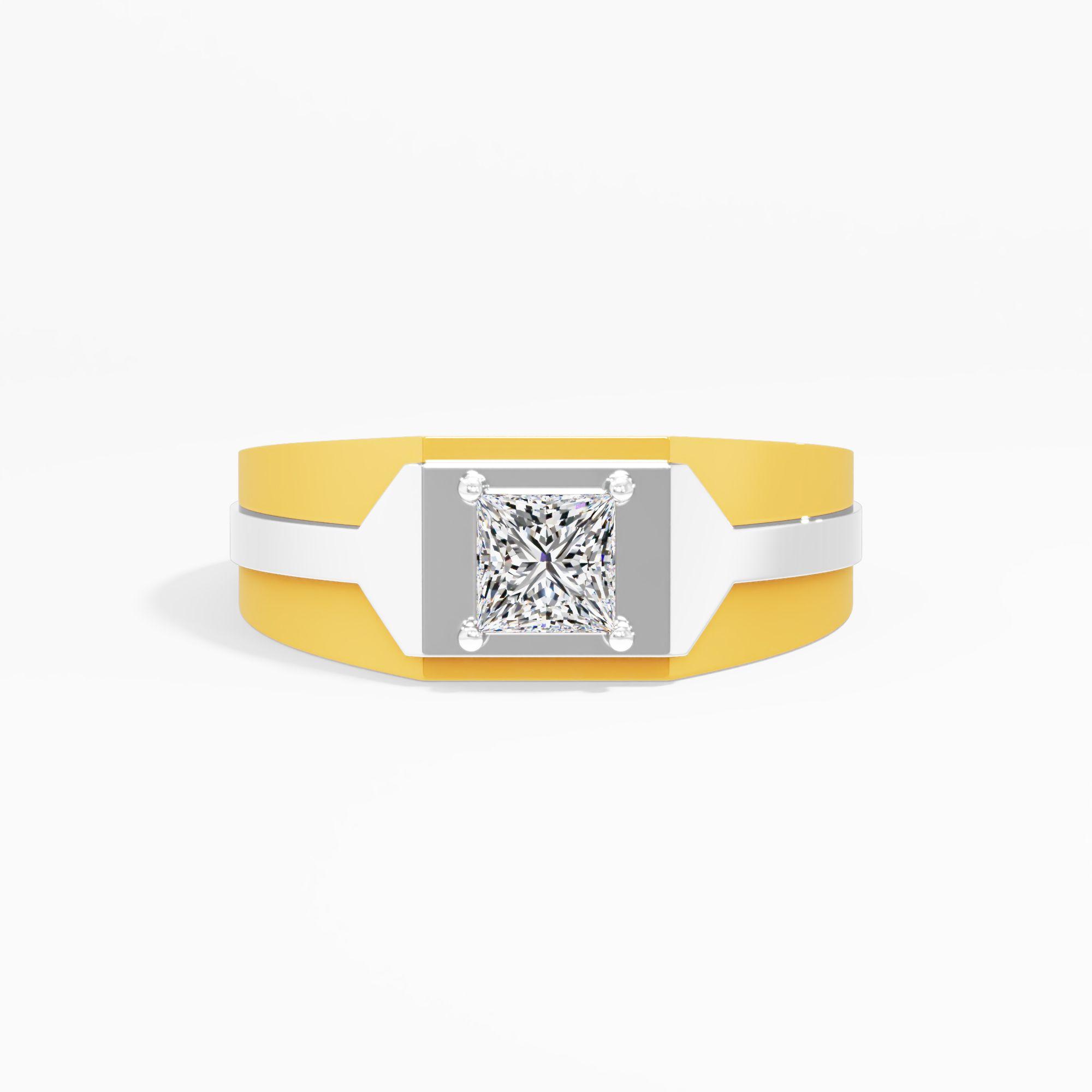 Shadow Crest Solitaire Mens Ring